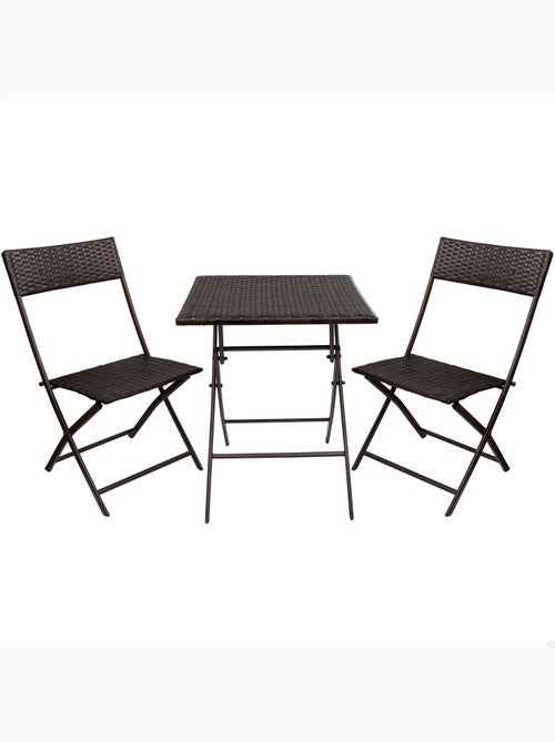 Set di tavolo e sedie pieghevoli in rattan per patio aktive - Kiabi Set di tavolo e sedie pieghevoli in rattan per patio aktive - Kiabi