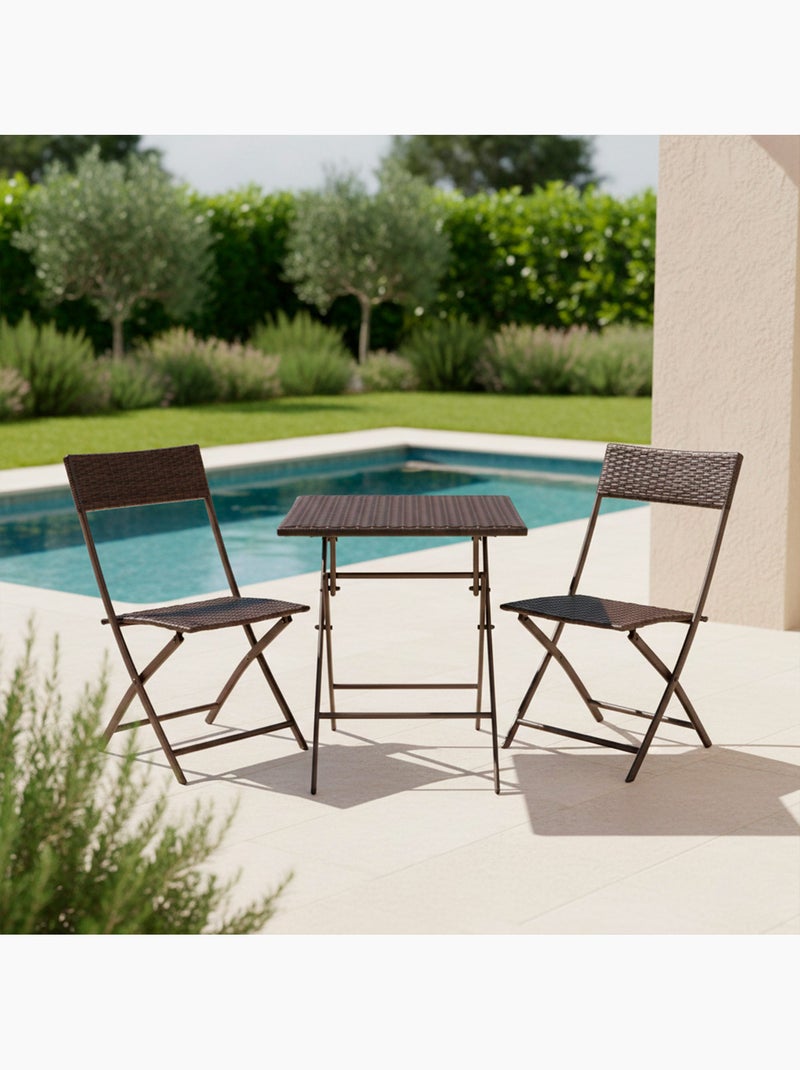 Set di tavolo e sedie pieghevoli in rattan per patio aktive Marrone/ Marrone - Kiabi