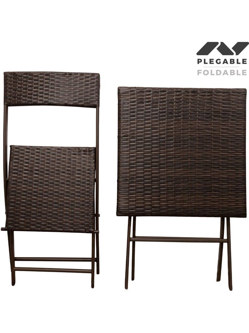 Set di tavolo e sedie pieghevoli in rattan per patio aktive Marrone/ Marrone - Kiabi