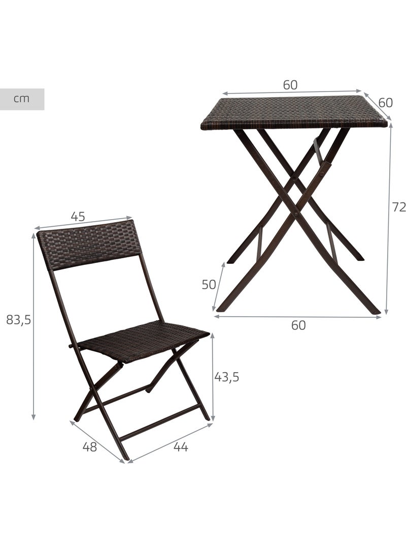Set di tavolo e sedie pieghevoli in rattan per patio aktive Marrone/ Marrone - Kiabi