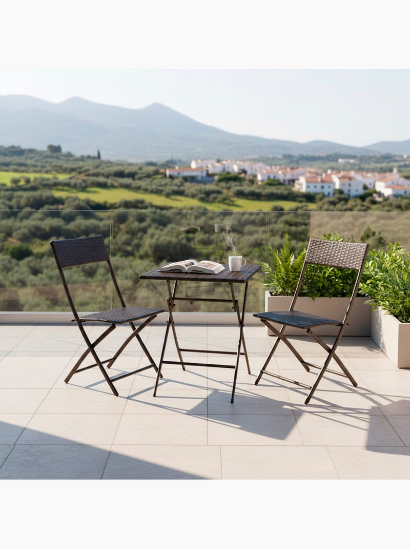 Set di tavolo e sedie pieghevoli in rattan per patio aktive Marrone/ Marrone - Kiabi