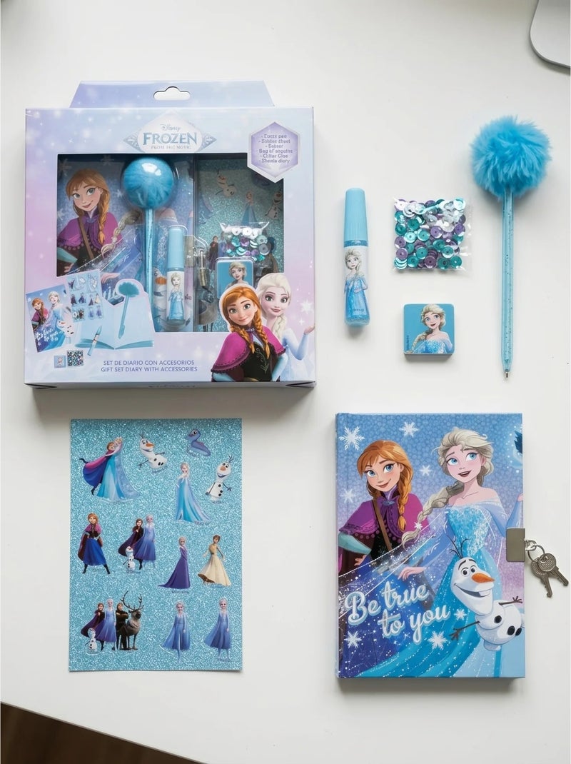Set diario con penna fuzzy e adesivi frozen disney Blu - Kiabi