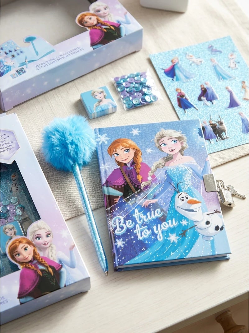 Set diario con penna fuzzy e adesivi frozen disney Blu - Kiabi