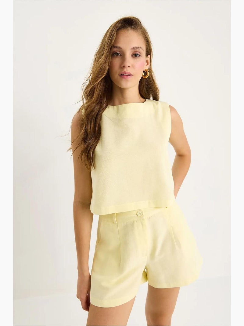 Set due pezzi a vita alta senza maniche con girocollo lucci Giallo limone - Kiabi