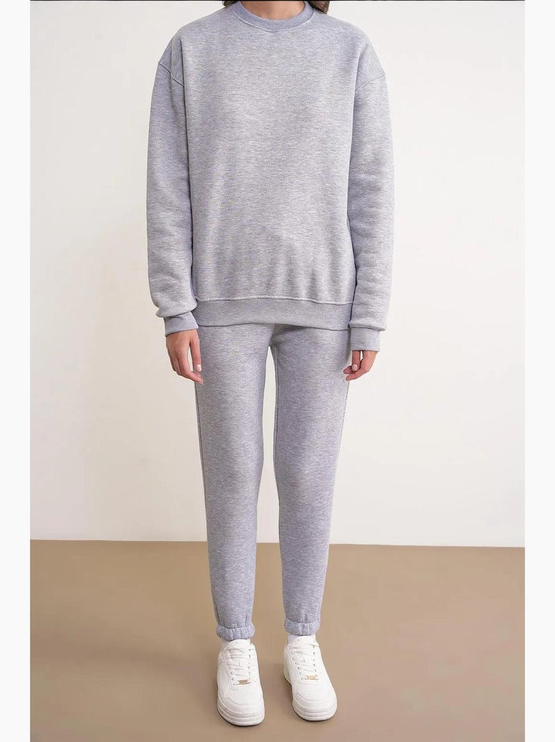 Set due pezzi basic con felpa e jogger mixray Grigio - Kiabi