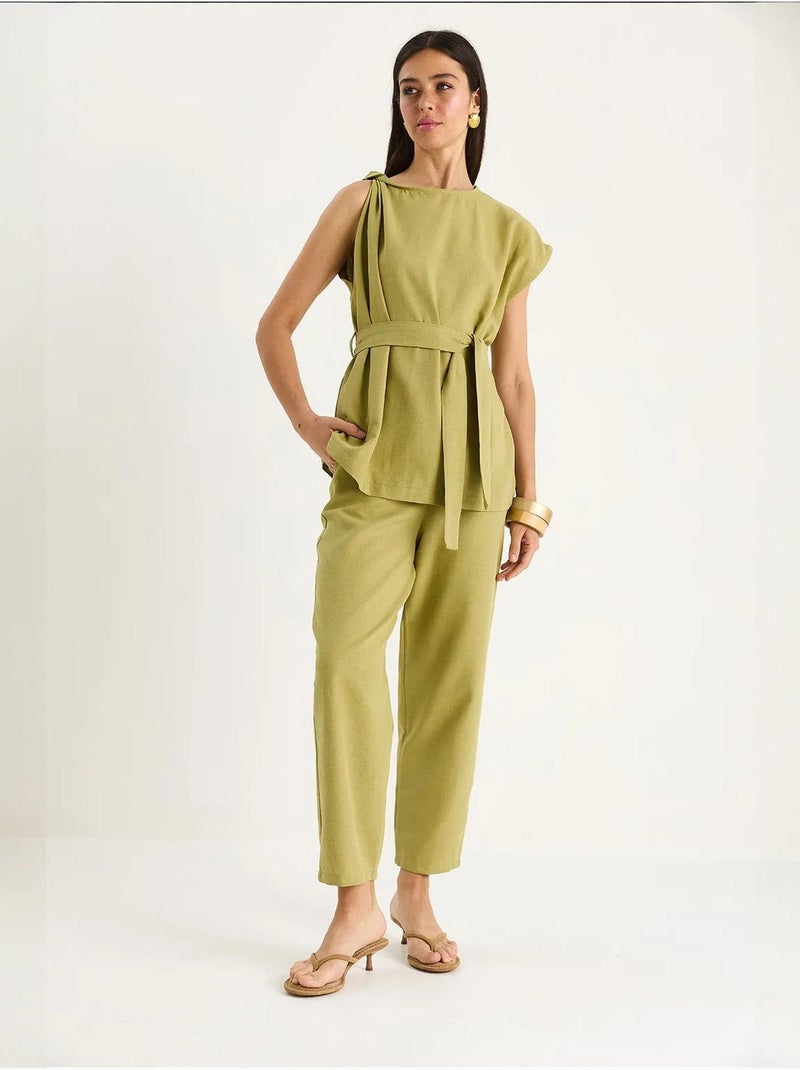 Set due pezzi blusa-pantaloni lucci Verde pastello - Kiabi