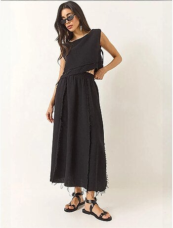 Set due pezzi con blusa e gonna testurizzate in mussola