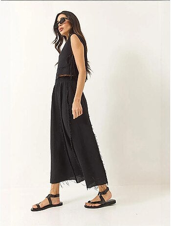Set due pezzi con blusa e gonna testurizzate in mussola