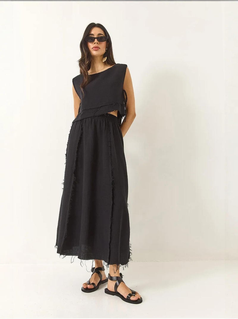 Set due pezzi con blusa e gonna testurizzate in mussola Nero - Kiabi