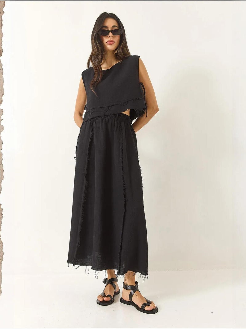 Set due pezzi con blusa e gonna testurizzate in mussola Nero - Kiabi