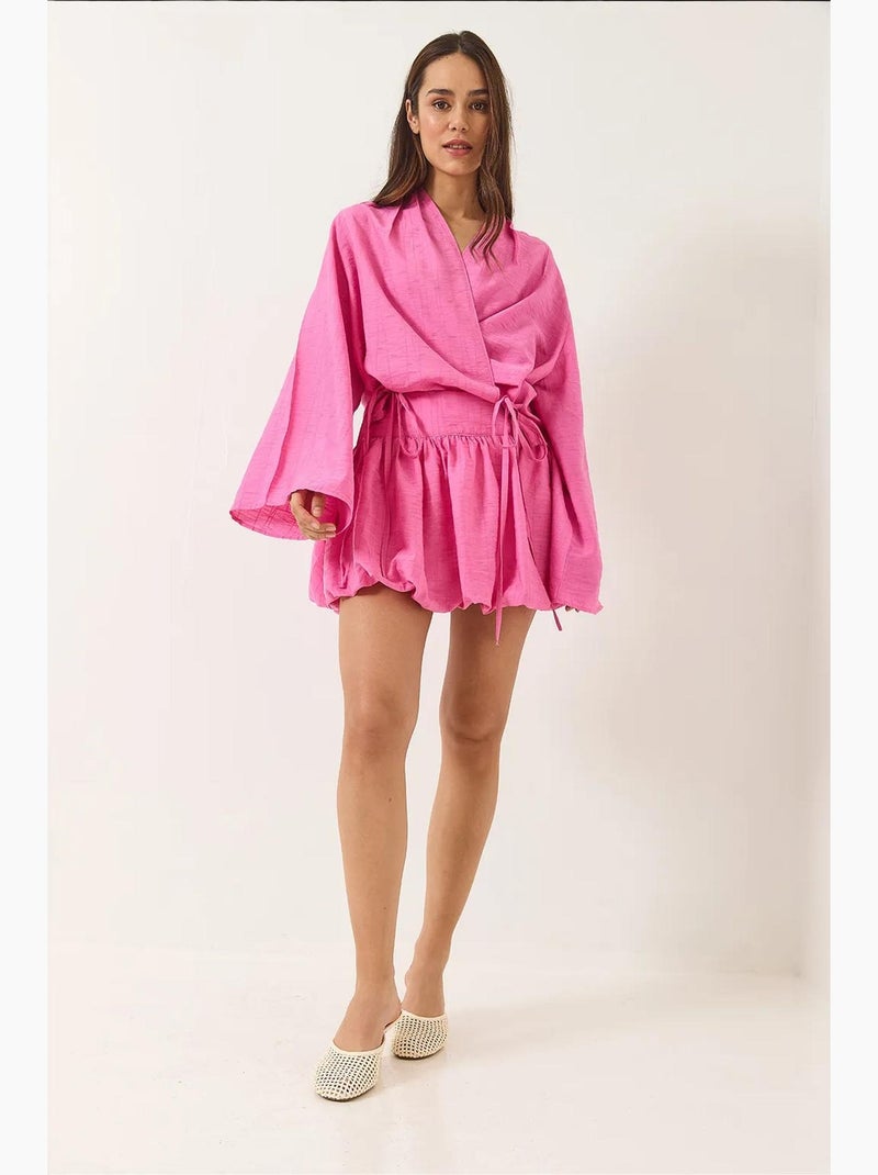 Set due pezzi con camicetta e gonna lucci Rosa fluo/Solinotes - Kiabi