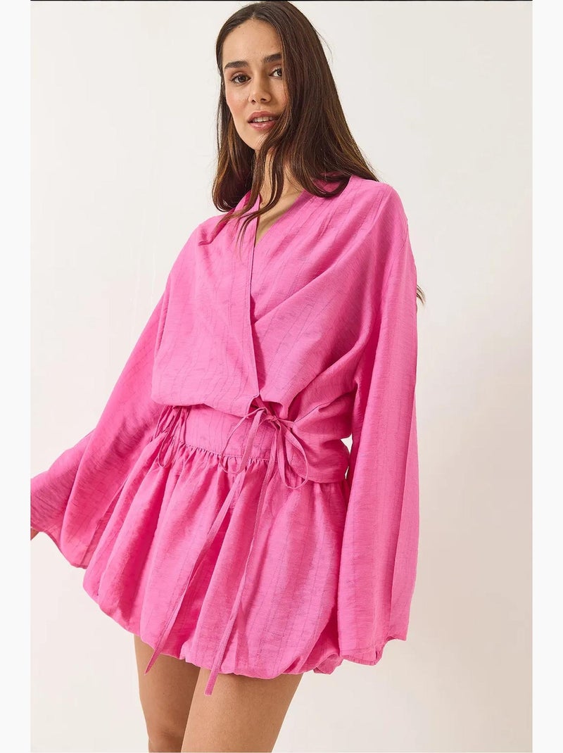 Set due pezzi con camicetta e gonna lucci Rosa fluo/Solinotes - Kiabi