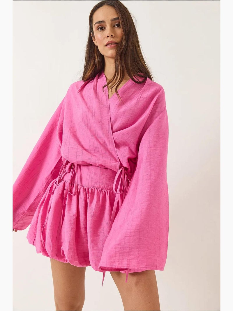 Set due pezzi con camicetta e gonna lucci Rosa fluo/Solinotes - Kiabi