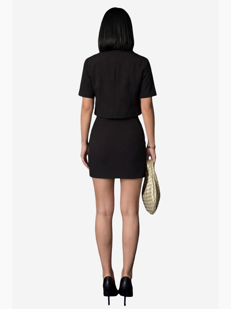 Set due pezzi con camicia crop a maniche corte e minigonna my fashion Nero - Kiabi