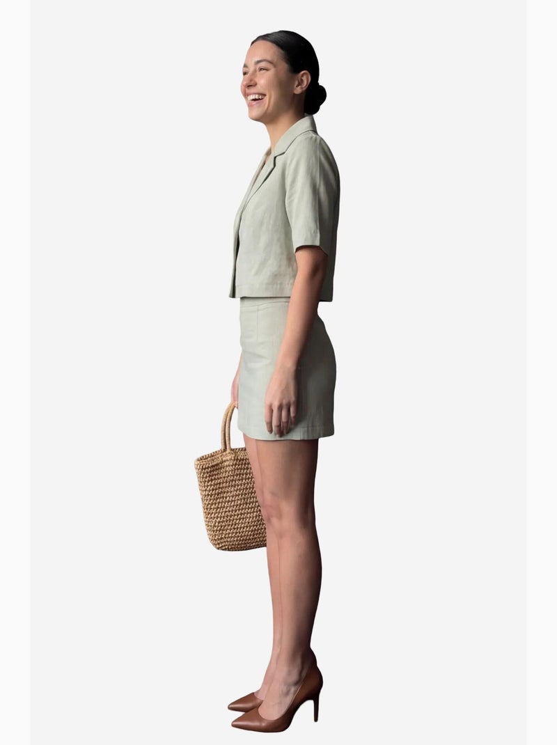 Set due pezzi con camicia crop a maniche corte e minigonna my fashion Verde menta - Kiabi