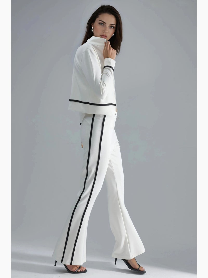 Set due pezzi con felpa con zip e pantaloni a zampa modal touch hiccup Bianco - Kiabi