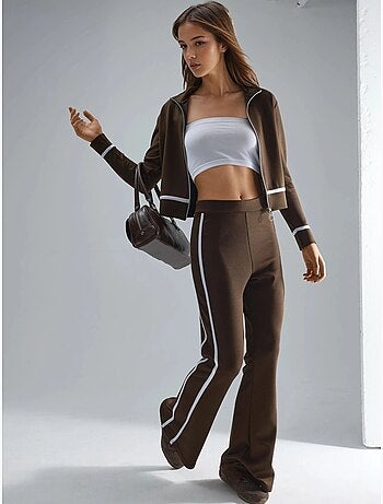 Set due pezzi con felpa con zip e pantaloni a zampa modal touch hiccup