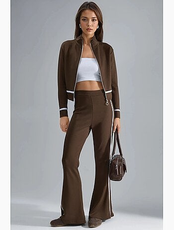 Set due pezzi con felpa con zip e pantaloni a zampa modal touch hiccup