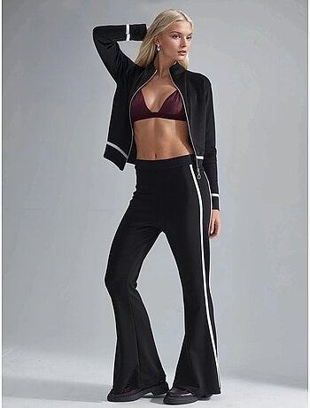 Set due pezzi con felpa con zip e pantaloni a zampa modal touch hiccup