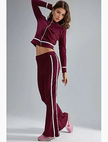 Set due pezzi con felpa con zip e pantaloni a zampa modal touch hiccup