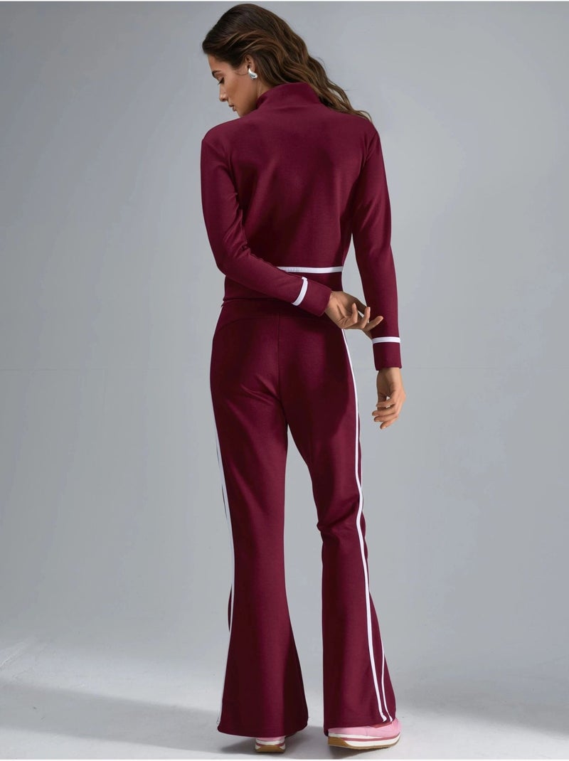 Set due pezzi con felpa con zip e pantaloni a zampa modal touch hiccup Rosso bordeaux - Kiabi