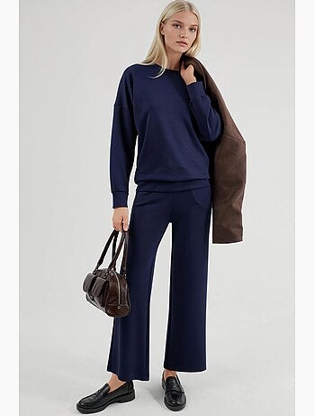 Set due pezzi con felpa girocollo modal touch e pantaloni a gamba ampia hiccup