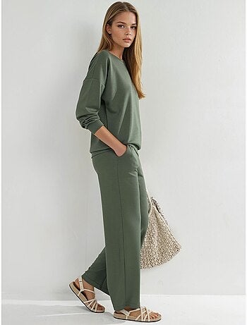 Set due pezzi con felpa girocollo modal touch e pantaloni a gamba ampia hiccup