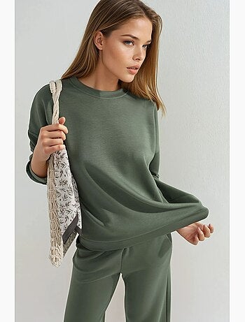 Set due pezzi con felpa girocollo modal touch e pantaloni a gamba ampia hiccup