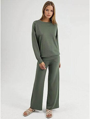 Set due pezzi con felpa girocollo modal touch e pantaloni a gamba ampia hiccup