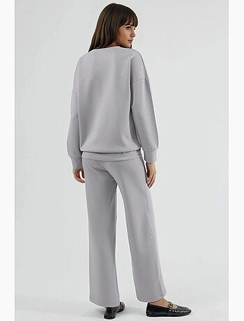 Set due pezzi con felpa girocollo modal touch e pantaloni a gamba ampia hiccup
