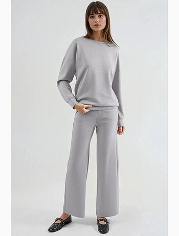 Set due pezzi con felpa girocollo modal touch e pantaloni a gamba ampia hiccup