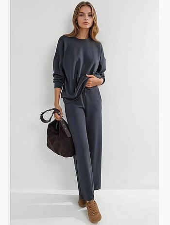 Set due pezzi con felpa girocollo modal touch e pantaloni a gamba ampia hiccup