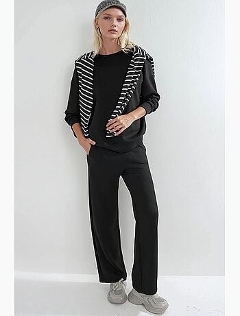 Set due pezzi con felpa girocollo modal touch e pantaloni a gamba ampia hiccup