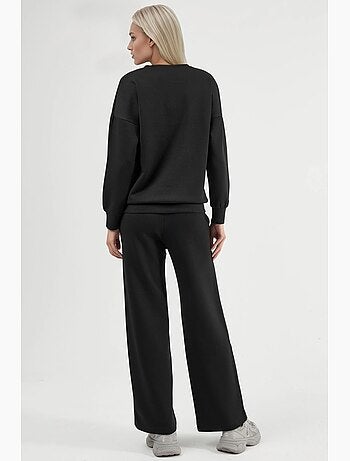 Set due pezzi con felpa girocollo modal touch e pantaloni a gamba ampia hiccup