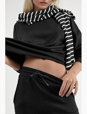 Set due pezzi con felpa girocollo modal touch e pantaloni a gamba ampia hiccup