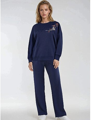 Set due pezzi con felpa girocollo ricamata e pantaloni a gamba dritta hiccup