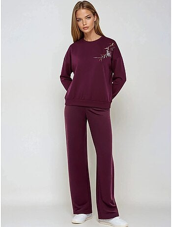 Set due pezzi con felpa girocollo ricamata e pantaloni a gamba dritta hiccup