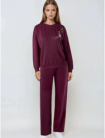 Set due pezzi con felpa girocollo ricamata e pantaloni a gamba dritta hiccup
