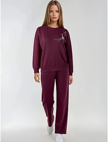 Set due pezzi con felpa girocollo ricamata e pantaloni a gamba dritta hiccup