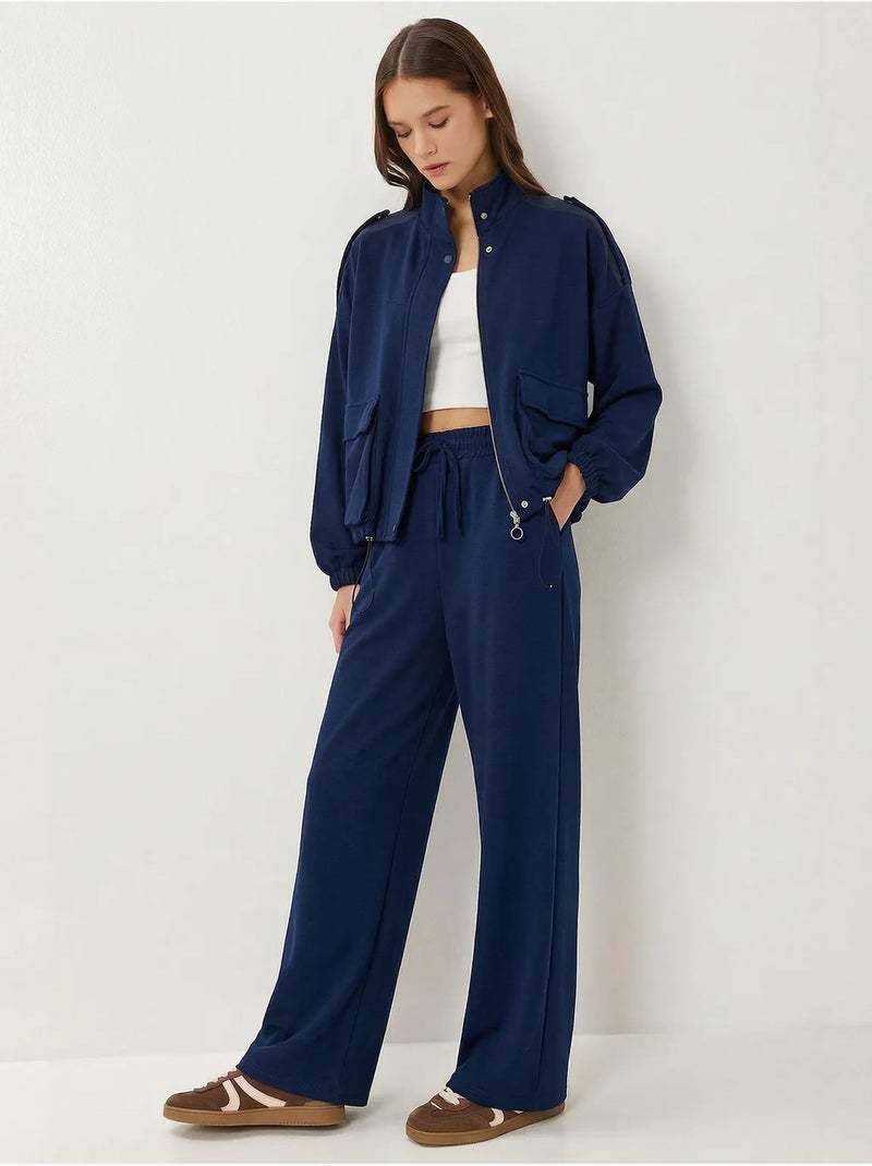 Set due pezzi con giacca con dettaglio tasca e pantaloni a gamba larga istanbul Blu marino - Kiabi