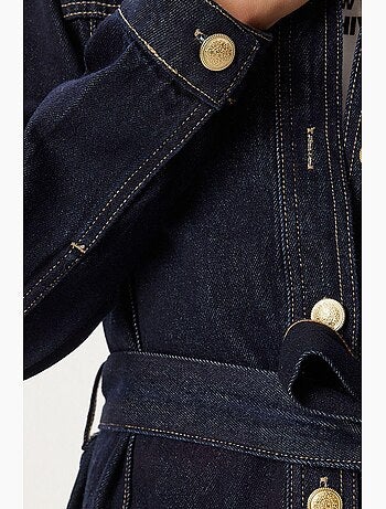 Set due pezzi con giacca in denim con cintura e pantaloni a gamba ampia istanbul