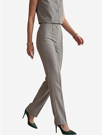Set due pezzi con gilet crop girocollo e pantaloni a vita alta my fashion