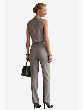 Set due pezzi con gilet crop girocollo e pantaloni a vita alta my fashion