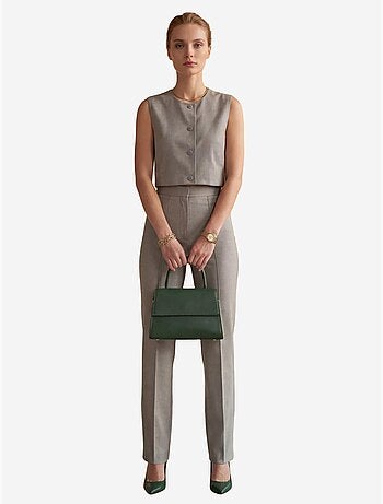 Set due pezzi con gilet crop girocollo e pantaloni a vita alta my fashion