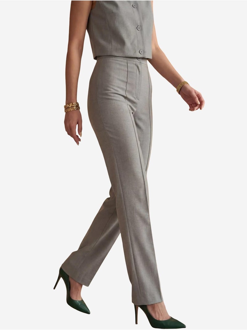 Set due pezzi con gilet crop girocollo e pantaloni a vita alta my fashion Grigio - Kiabi