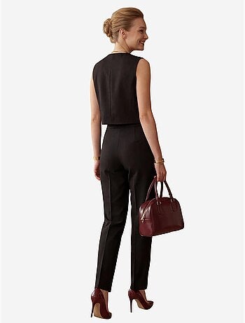 Set due pezzi con gilet crop girocollo e pantaloni a vita alta my fashion