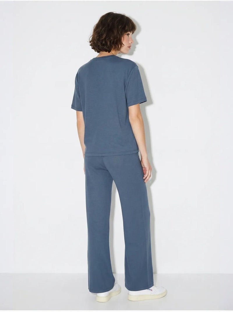 Set due pezzi con t-shirt e pantaloni a gamba ampia lucci Blu - Kiabi