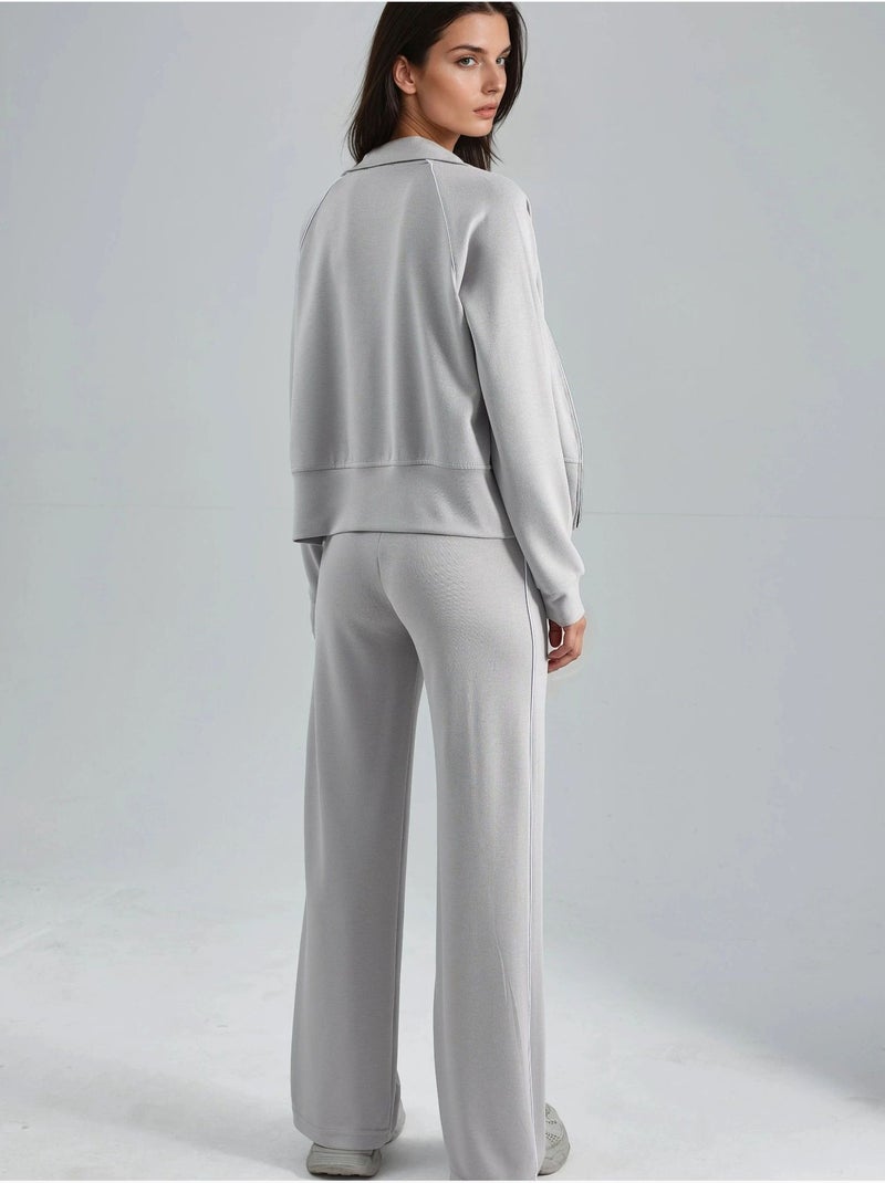 Set due pezzi felpa con zip e pantaloni modal touch hiccup Grigio chiaro - Kiabi