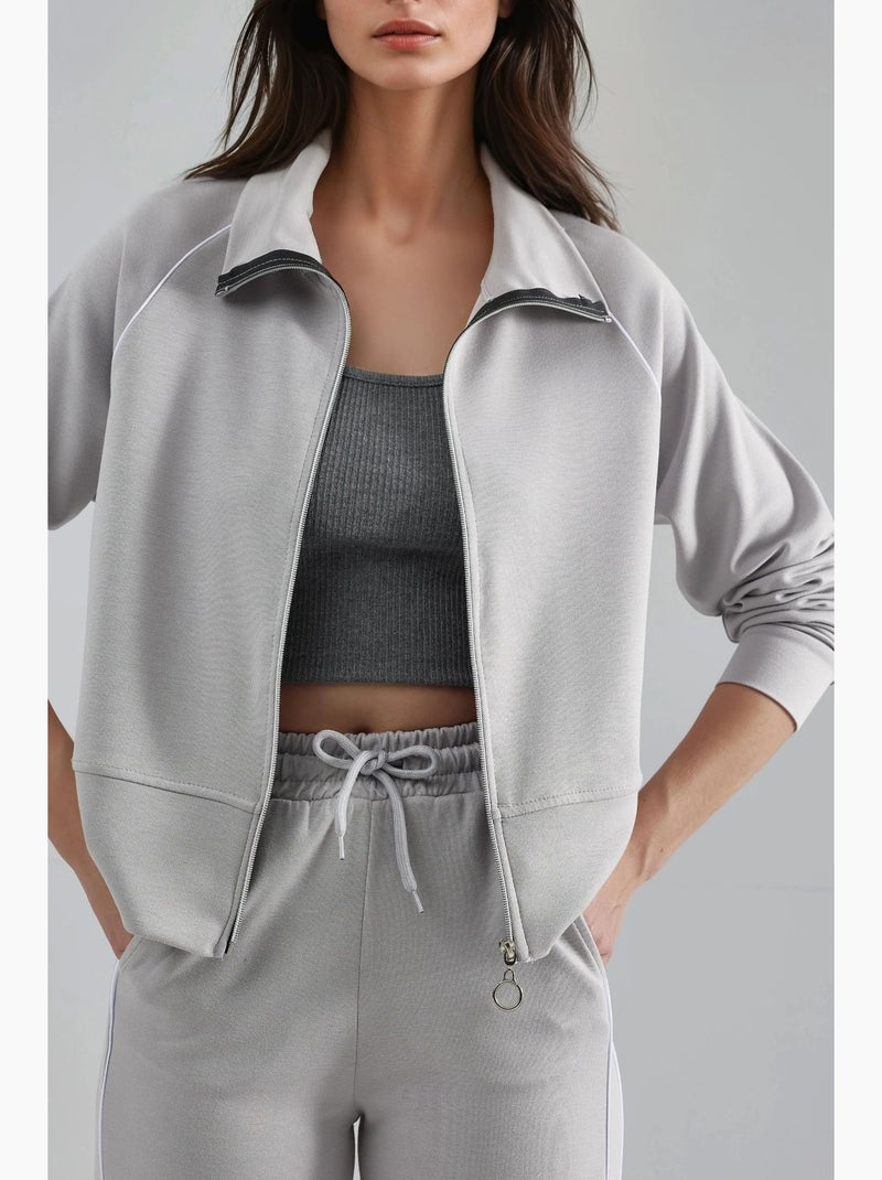 Set due pezzi felpa con zip e pantaloni modal touch hiccup Grigio chiaro - Kiabi
