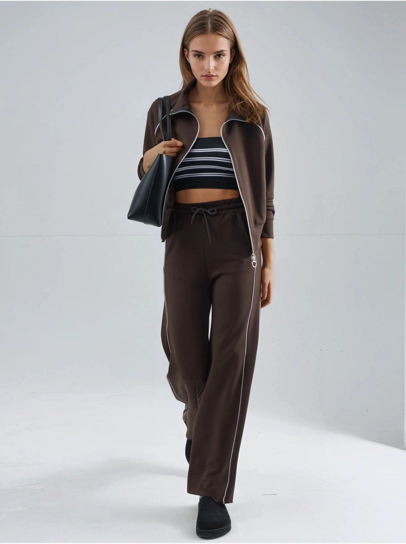 Set due pezzi felpa con zip e pantaloni modal touch hiccup Marrone cioccolato - Kiabi